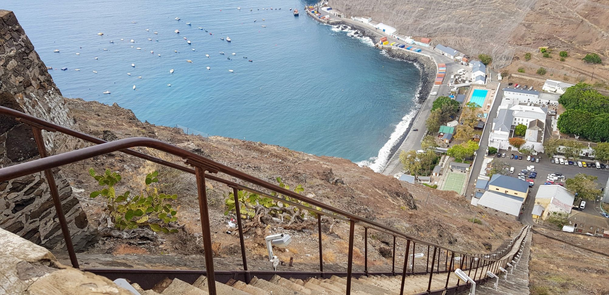 Jacob's ladder and Jamestown. St Helena Island. Courtesy of: St Helena Tourism